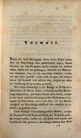 Medicinischer Argos : Zeitschr. für Kritik u. Antikritik auf d. Gebiete d. Medizin. 1, 1. 1839