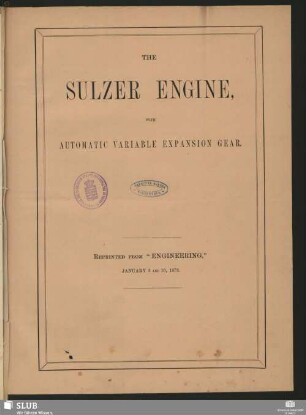 The Sulzer Engine, With Automatic Variable Expansion Gear
