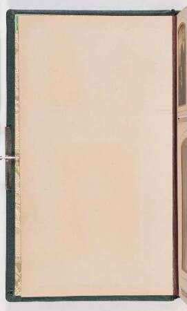 Vorsatz. Fliegendes Blatt. Rückseite : Familienalbum aus dem Dresdener Raum (erworben in der Buchbinderei, Buch- und Papierhandlung Max Luckner in Kreischa). Ledereinband, geprägt mit Goldschnitt, montiertem Metallrelief und Metallschließe; 33 x 20 x 5 cm (um 1910). Dresden: SLUB/DF 2018.D.84