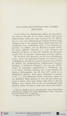 Das Nachlass-Inventar von Laurens Bernards