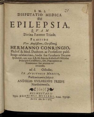 Disputatio Medica De Epilepsia