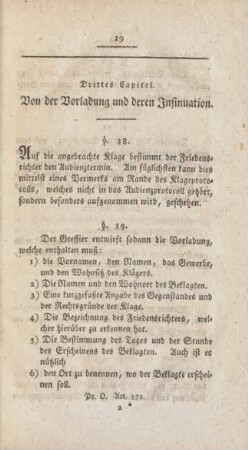 Drittes Capitel. Von der Vorladung und deren Insinuation