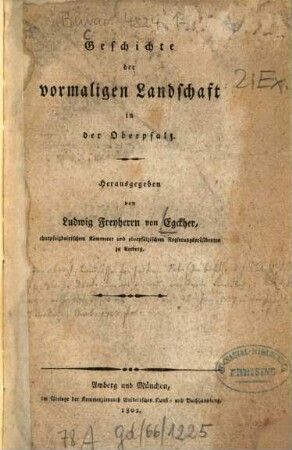 Geschichte der vormaligen Landschaft in der Oberpfalz
