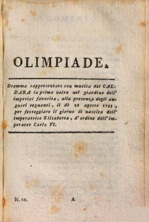 Opere, [4,3]. Opere ; 10. Olipiade