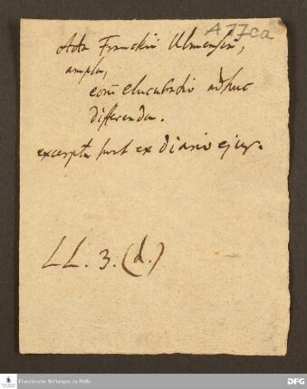 Abschriften aus Berichten und Tagebüchern über August Hermann Franckes Aufenthalt in Ulm 1717.