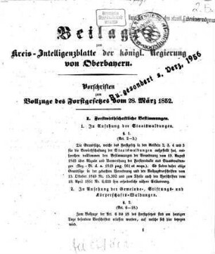 Intelligenzblatt der Königlichen Regierung von Oberbayern. 1852, [a]