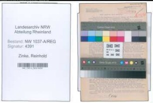 Entnazifizierung Reinhold Zinke , geb. 00.00.0000 ()