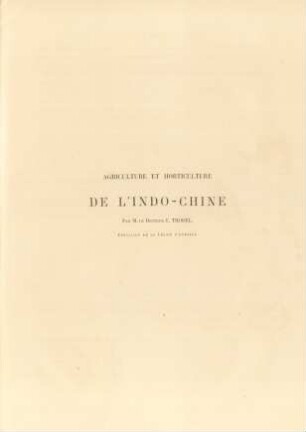 Agriculture et horticulture de l'Indo-Chine