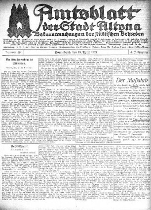 Nummer 16 : Sonnabend, den 19. April 1924