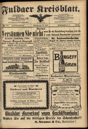 Zweite Ausgabe vom Freitag, den 22. Juli 1904.