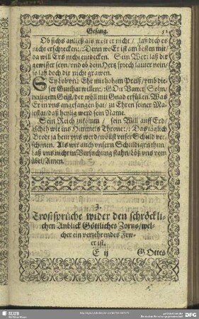 3. Trostsprüche wider den schröcklichen Anblick Göttliches Zorns, welcher ein verzehrendes Fewer ist