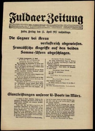 Ausgabe vom Freitag, den 13. April 1917.
