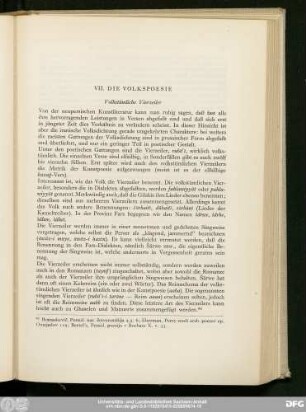 VII. Die Volkspoesie