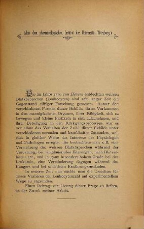 Ein Beitrag zur Lehre von den weißen Blutkörperchen
