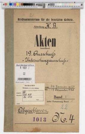 19. Ausschuss des Reichstages.- Unters.- Aussch.