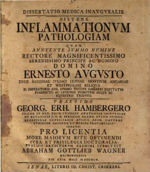 Diss. med. inaug. sistens inflammationum pathologiam