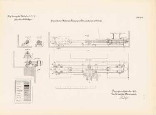 Regulierung der Weichselmündung: Hydraulischer Motor zur Bewegung der Drehschützen: Aufriss, Grundriss, Schnitte