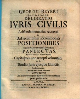 Delineatio iuris civilis secundum institutiones et pandectas, atque feudalis ..., 2.