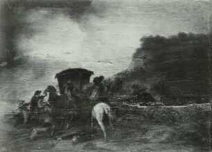 Ein Reisewagen, von Berittenen überfallen