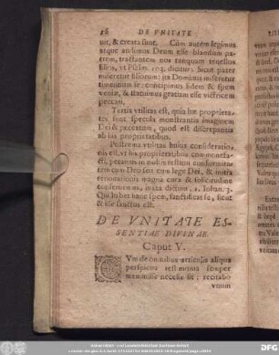De Unitate Essentiae Divinae Caput V.