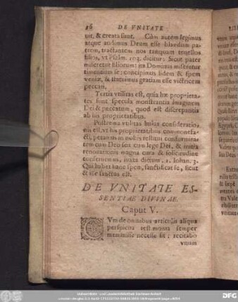 De Unitate Essentiae Divinae Caput V.