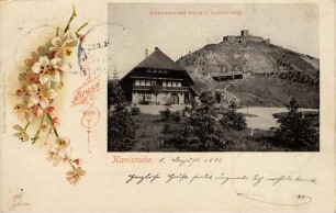 Postkartenalbum mit Motiven von Karlsruhe. "Gruß aus Karlsruhe. Schwarzwaldhaus und Lauterberg"