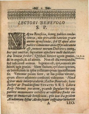 Actus Promulgationis Privilegiorum Universitatis Altdorfinae Nor. Indulgentissime Confirmatorum Et Amplificatorum, Festo Sollenni Petro-Paulino III. Kal. Iulii MDCXCVII Celebratus