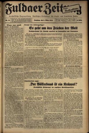 Ausgabe vom Dienstag, den 08. März 1938.
