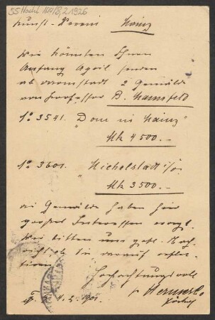 Brief an B. Schott's Söhne : 04.03.1901