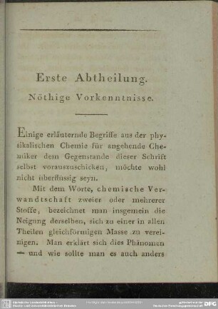 Erste Abtheilung. Nöthige Vorkenntnisse