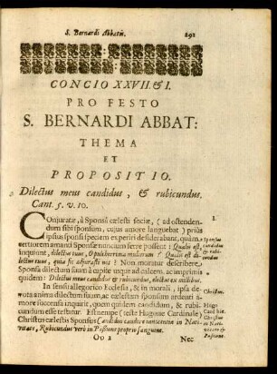 Concio XXVII & I. Pro Festo S. Bernardi Abbat.