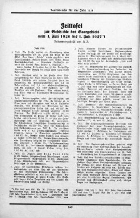 Zeittafel (Juli 1926 bis Juli 1927)