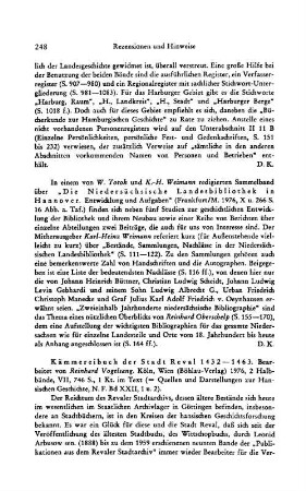 Kämmereibuch der Stadt Reval 1432 - 1463, bearb. von Reinhard Vogelsang, 2 Halbbände, (Quellen und Darstellungen zur hansischen Geschichte, N.F., 22,1) : Köln u.a., Böhlau, 1976