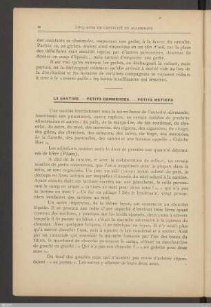 La cantine. - Petits commerces. - Petits metiers