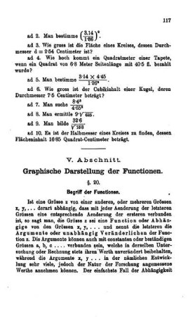 V. Abschnitt. Graphische Darstellung der Functionen.