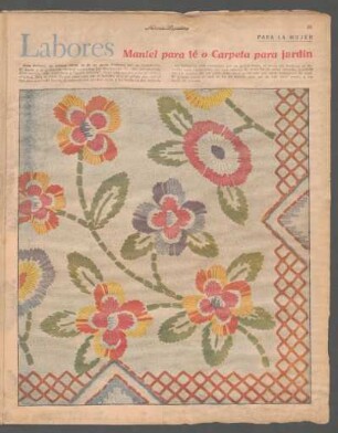 Labores [Dibujo] : Mantel para té o carpeta para jardín