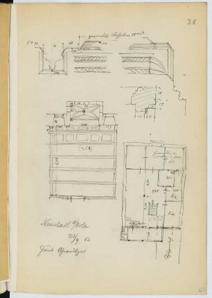 Haus Schnitzer, Neustadt/Orla: Grundrisse, Details (aus: Skizzen- und Fotoalbum 24)