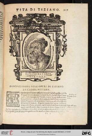 Descrittione dell'Opere di Tiziano da Cador Pittore