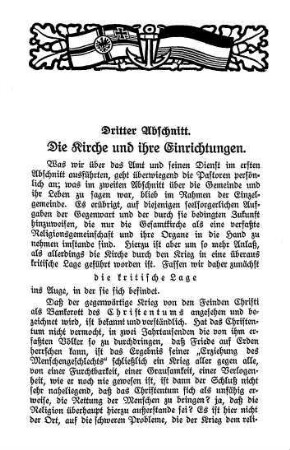 Dritter Abschnitt. Die Kirche und ihre Einrichtungen