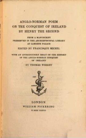 Anglo-Norman, Poem on the Conquest of Ireland by Henry II.