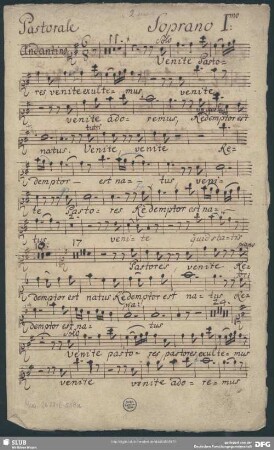 Venite pastores - Mus.2477-E-538a : V (3), Coro, orch - D; MülH deest