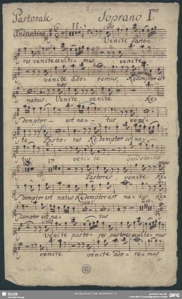 Venite pastores - Mus.2477-E-538a : V (3), Coro, orch - D; MülH deest