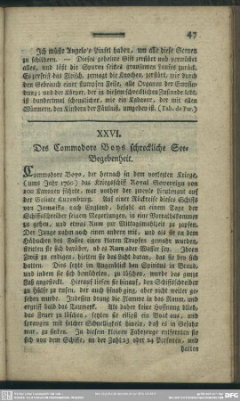 XXVI. Des Commodore Boys schreckliche See-Begebenheit