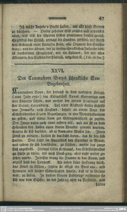 XXVI. Des Commodore Boys schreckliche See-Begebenheit