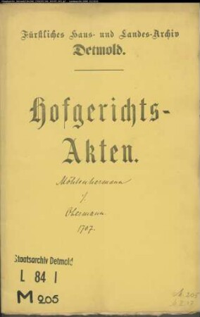 Möhlenhermann im Heysundern gegen Oberjohann im Ehlenbruch - Schuldforderung