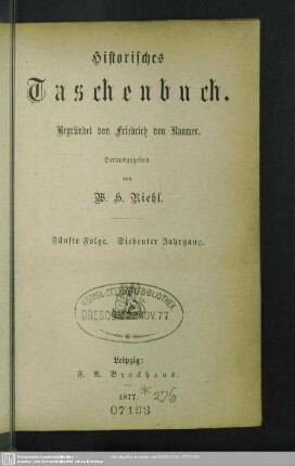 5.F.7.1877: Historisches Taschenbuch