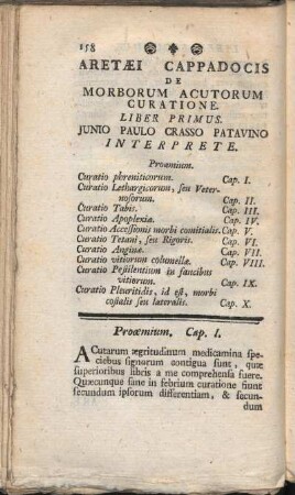 Aretaei Cappadocis De Morborum Acutorum Curatione Liber Primus ...