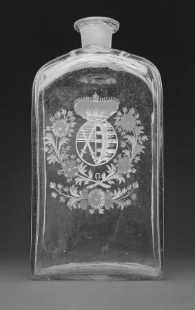 Flasche (mit kursächsischem Wappen unter Kurhut) aus Schloß Moritzburg