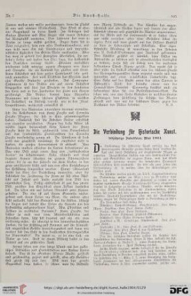 Die Verbindung für historische Kunst. 50jährige Jubelfeier, Mai 1904