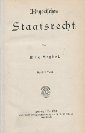 Bd. 6: Bayerisches Staatsrecht